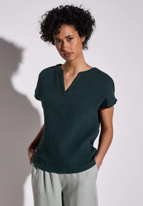Musselin-Bluse hunter green