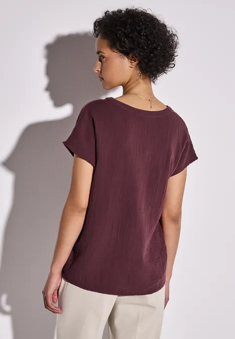 Musselin-Bluse dark cherry red
