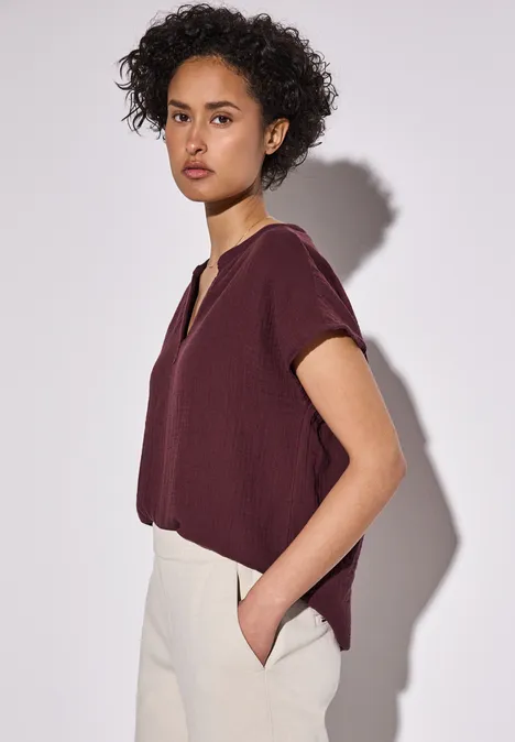 Musselin-Bluse dark cherry red