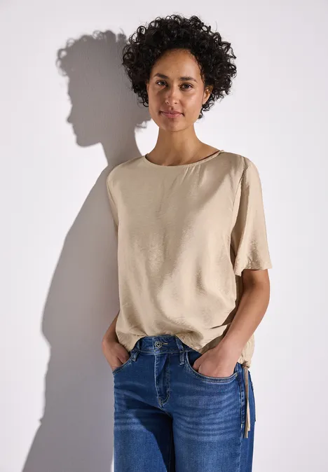 Bluse in Unifarbe cotton beige