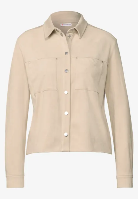 Velours Hemdbluse cotton beige