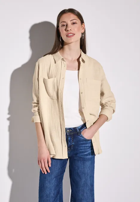 Hemdbluse mit Brusttaschen velvet cream