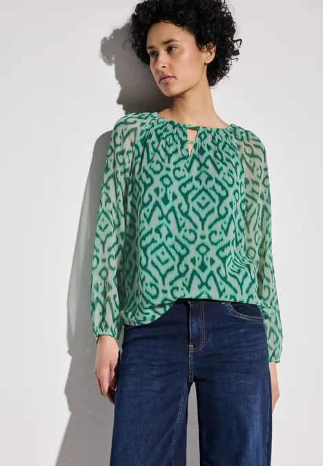 Gemusterte Chiffon-Bluse tendril green