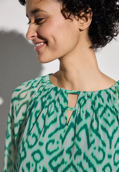 Gemusterte Chiffon-Bluse tendril green