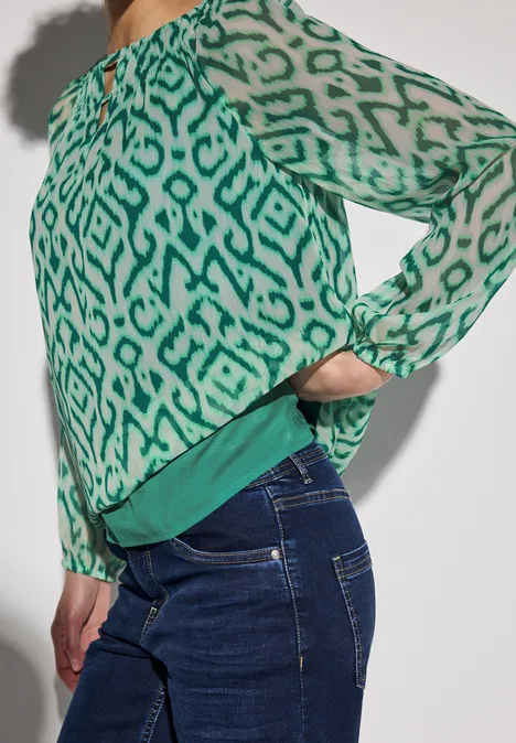Gemusterte Chiffon-Bluse tendril green