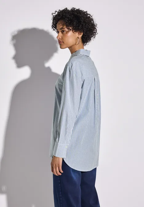 Gestreifte Hemdbluse smoked blue