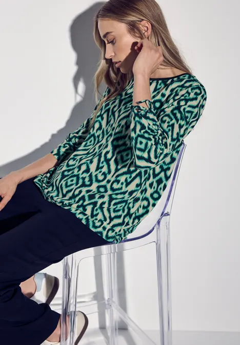 Bluse mit Raffung am Arm hunter green