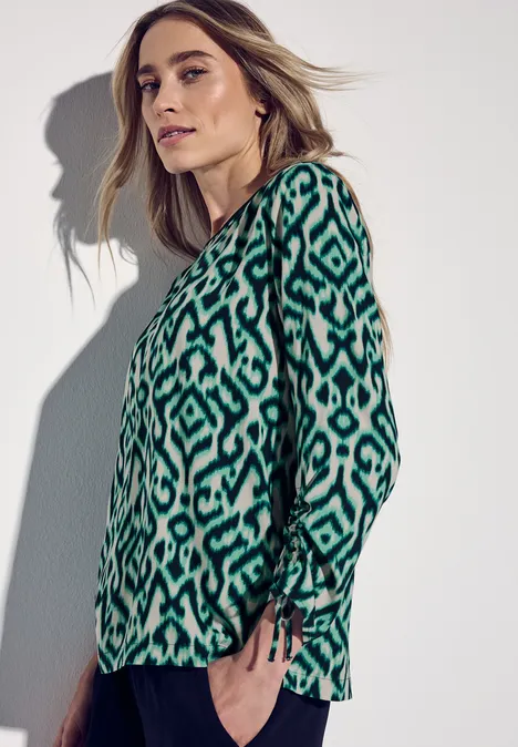 Bluse mit Raffung am Arm hunter green