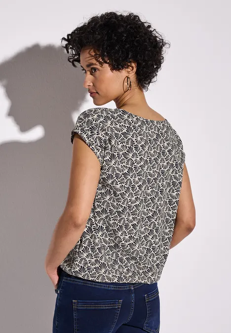 Gemusterte Bluse deep blue
