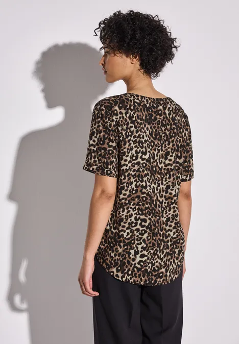 Bluse mit Leo-Muster cub brown