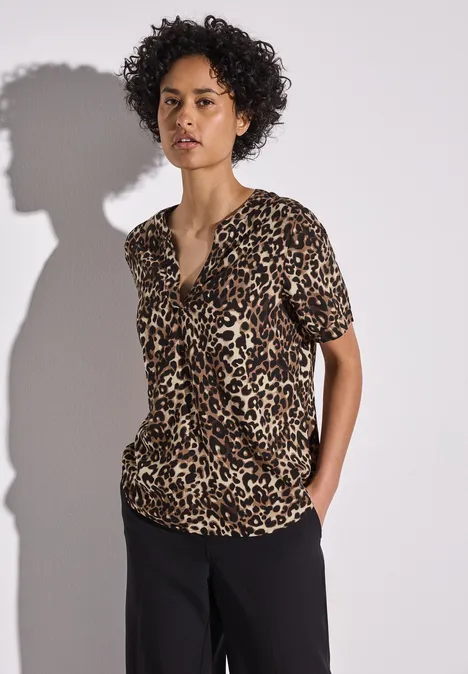 Bluse mit Leo-Muster cub brown