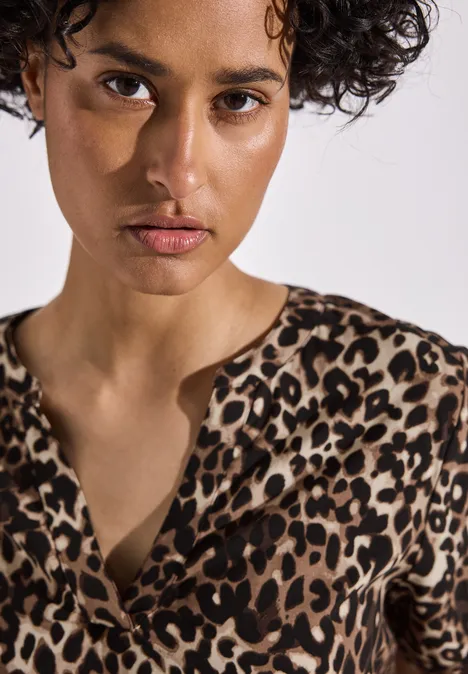 Bluse mit Leo-Muster cub brown