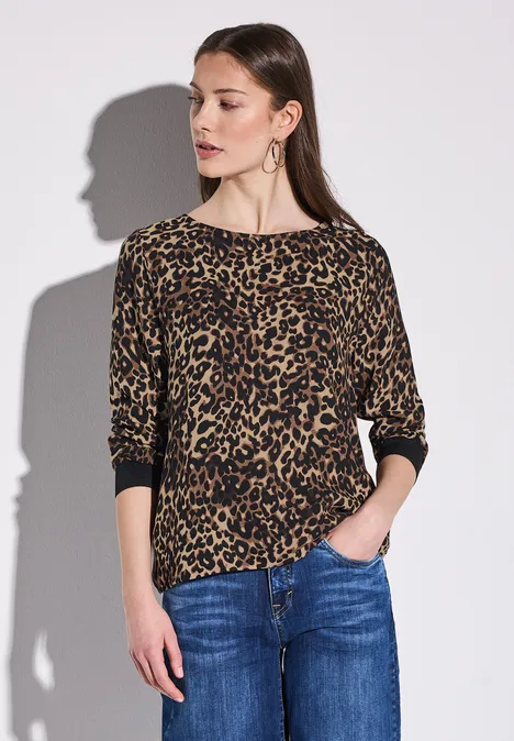 Bluse mit Leo-Muster cub brown