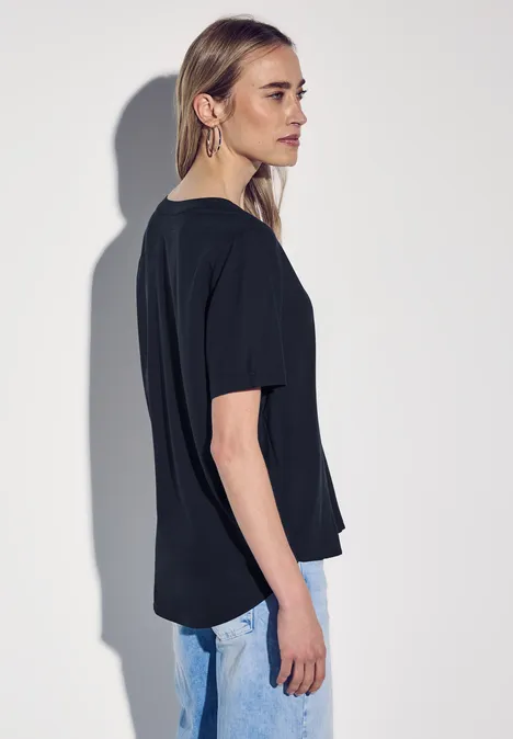 Bluse in Unifarbe deep blue