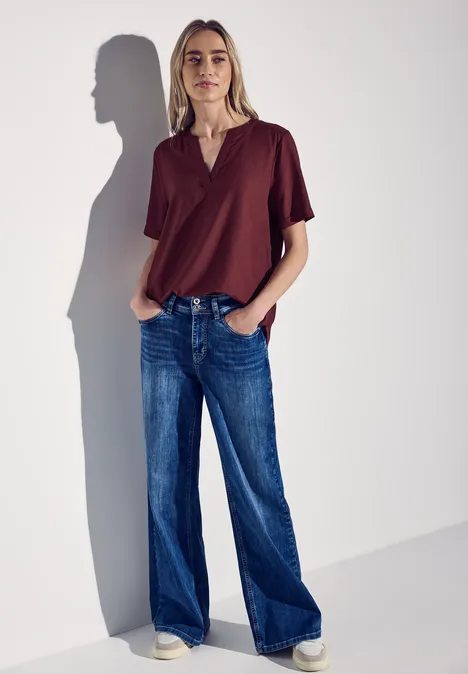 Bluse in Unifarbe dark cherry red