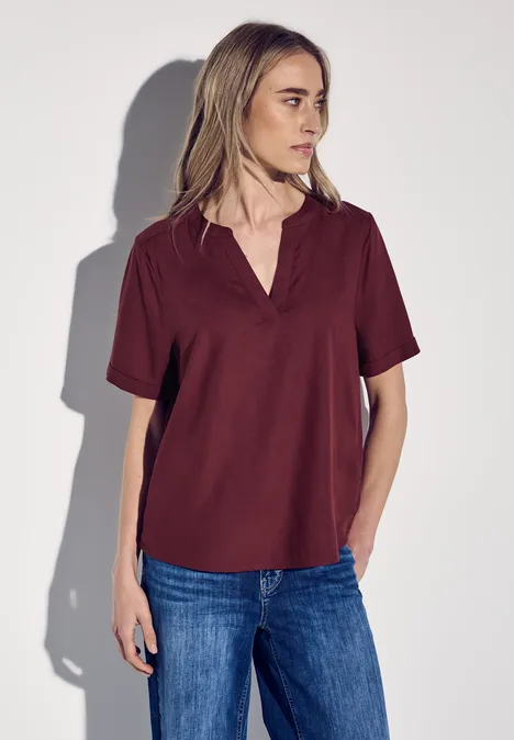 Bluse in Unifarbe dark cherry red