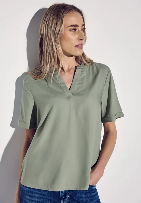 Bluse in Unifarbe dusty milky green