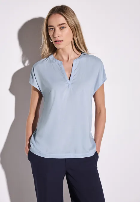 Bluse in Unifarbe brilliant blue