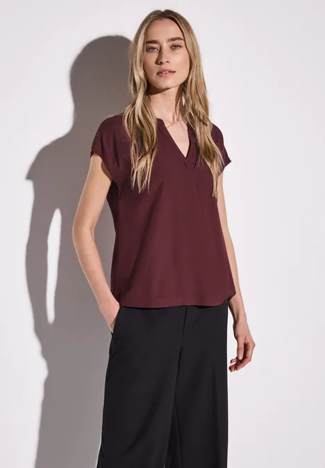 Bluse in Unifarbe dark cherry red