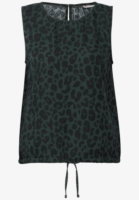 Top chemisier en mousseline avec imprimé mid green
