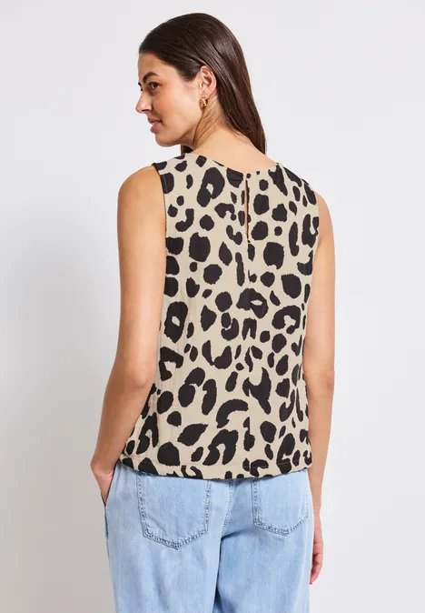 Musselin Blusentop mit Print coastal beige