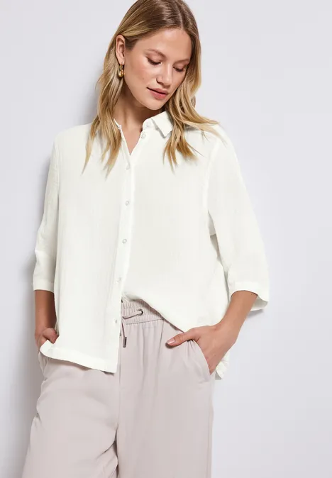 Musselin Hemdbluse off white