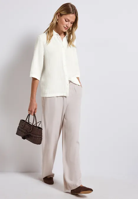 Musselin Hemdbluse off white