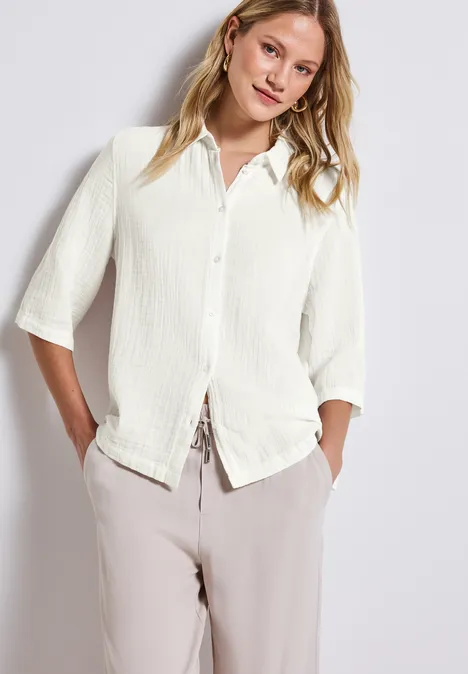 Musselin Hemdbluse off white