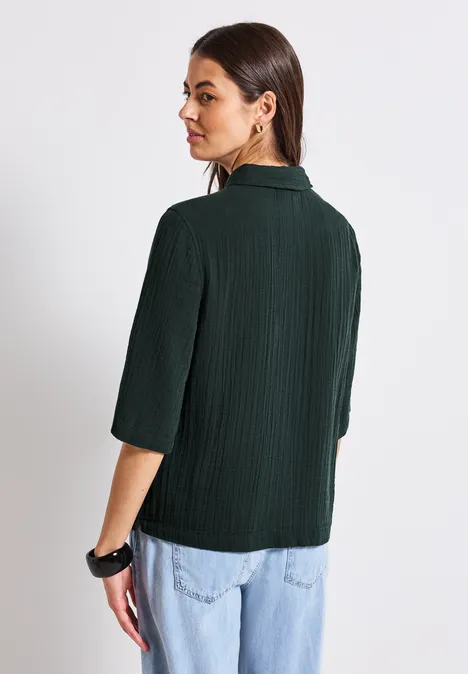 Musselin Hemdbluse pine grove green