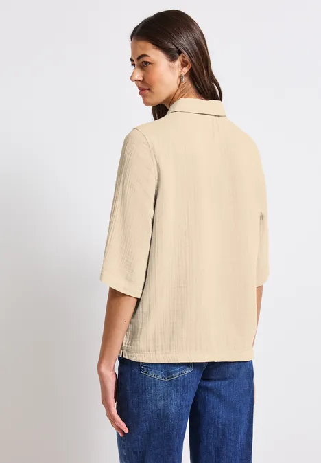 Musselin Hemdbluse coastal beige