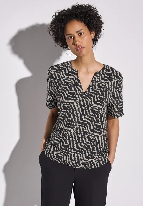 Bedruckte Bluse Black