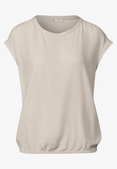 Bluse mit elastischem Saum moonstone sand