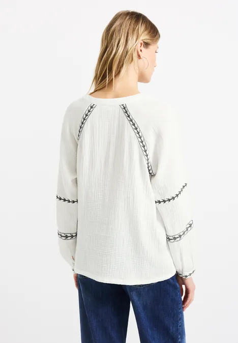 Musselin Raglan Bluse off white