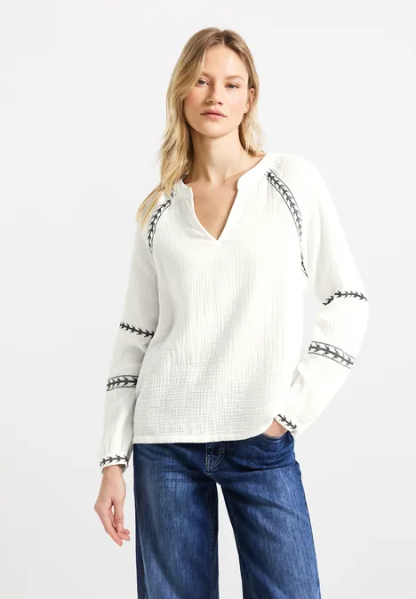 Musselin Raglan Bluse off white