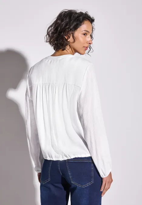 Crinkle-Bluse mit Raffung White