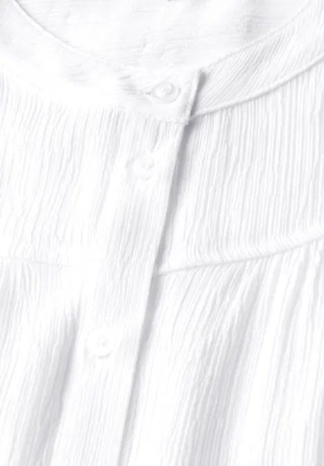 Crinkle-Bluse mit Raffung White