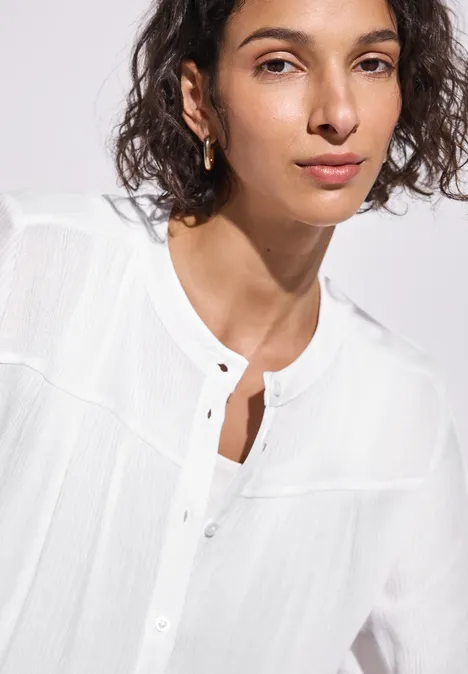 Crinkle-Bluse mit Raffung White