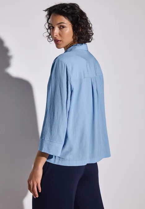 Crinkle-Hemdbluse serenity blue