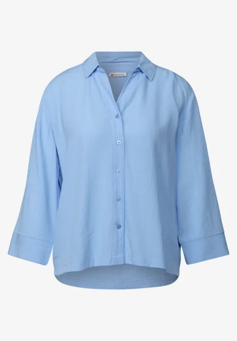 Crinkle-Hemdbluse serenity blue
