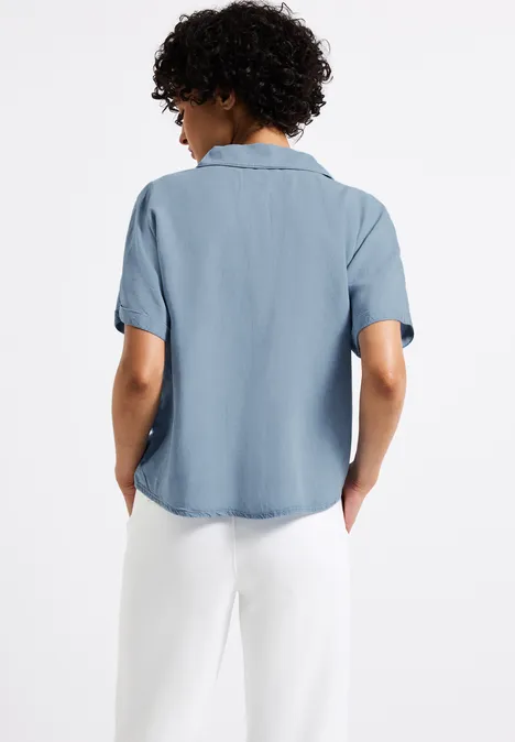 Denim Lyocell Hemdbluse Light Blue soft wash