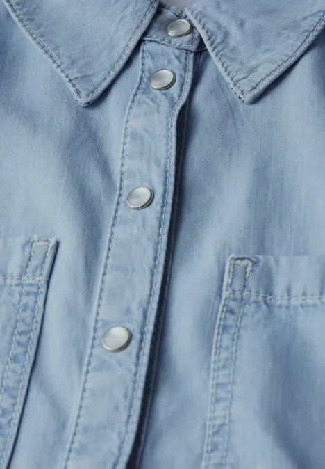 Denim Lyocell Hemdbluse Light Blue soft wash
