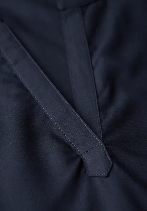 Split Neck Bluse in Unifarbe deep blue