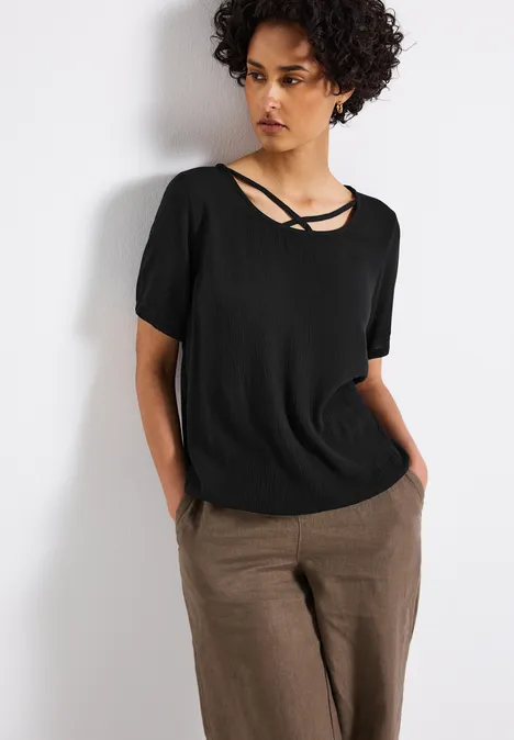 Blusenshirt mit Bänderdetail Black