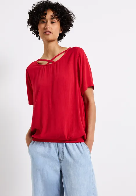 Blusenshirt mit Bänderdetail glory red