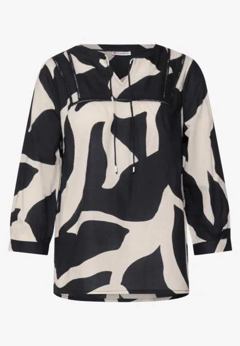 Print-Bluse mit Tape-Details whale tail grey