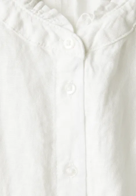 Leinenmix-Bluse mit Rüschen off white