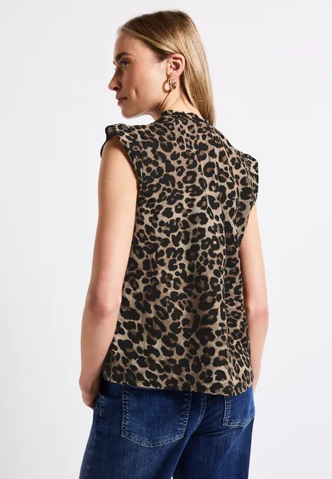 Leinenmix Leo-Bluse Black