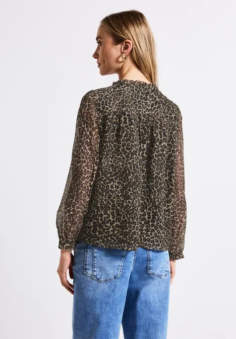 Blouse en mousseline avec volants Black