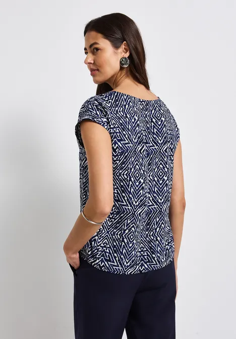 Gemusterte Bluse deep blue