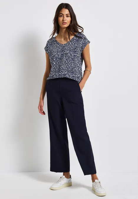 Gemusterte Bluse deep blue